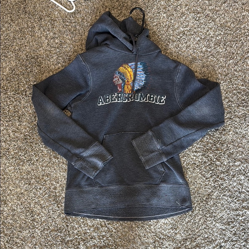 Abercrombie & Fitch Charcoal Hoodie with Vibrant Graphic